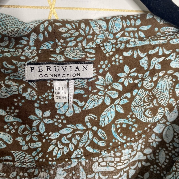 Peruvian Connection Size 14 Button Down Flowy Dress - Picture 2 of 6